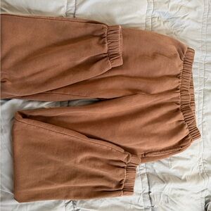 Rust Brown Elastic Waist Sweatpants
